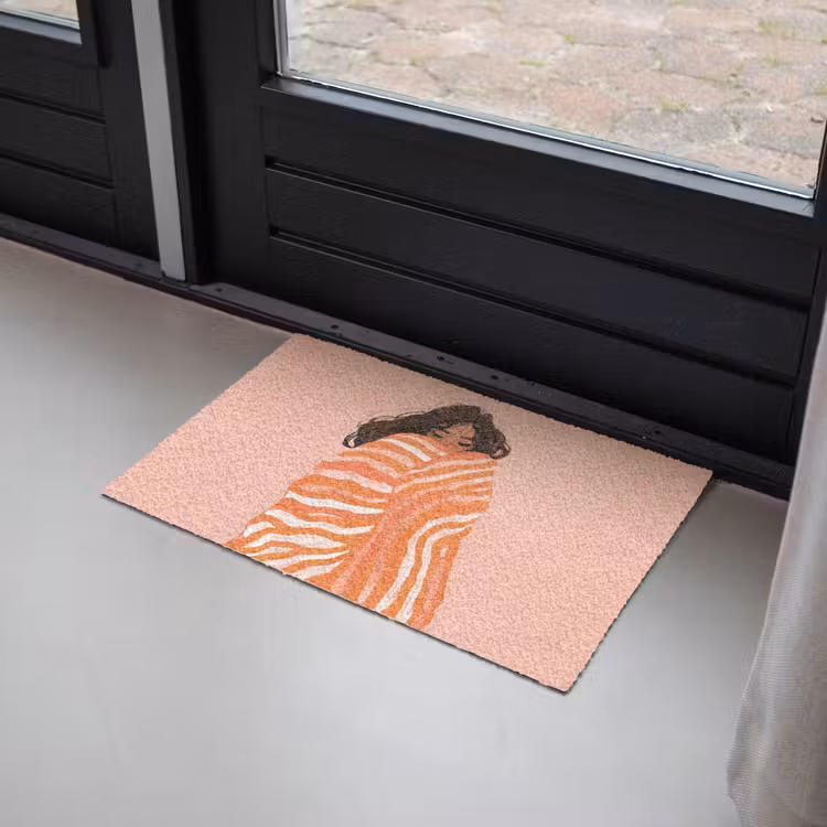 Deurmat - Meisje - Deken - Gestreept - Oranje — 2