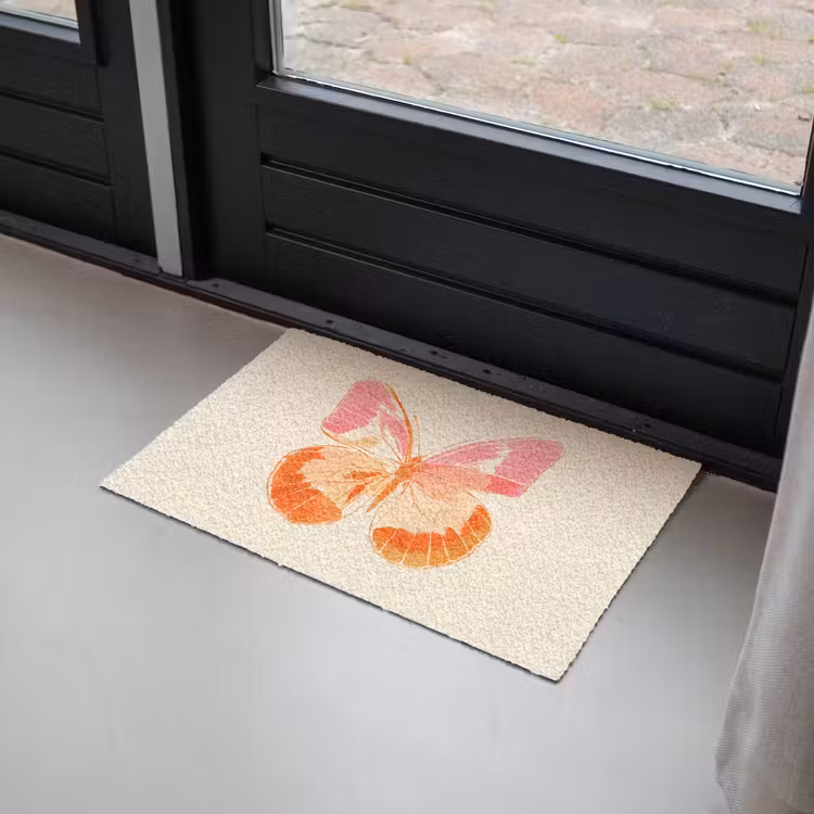 Deurmat - Oranje - Vlinder - Minimalistisch — 2