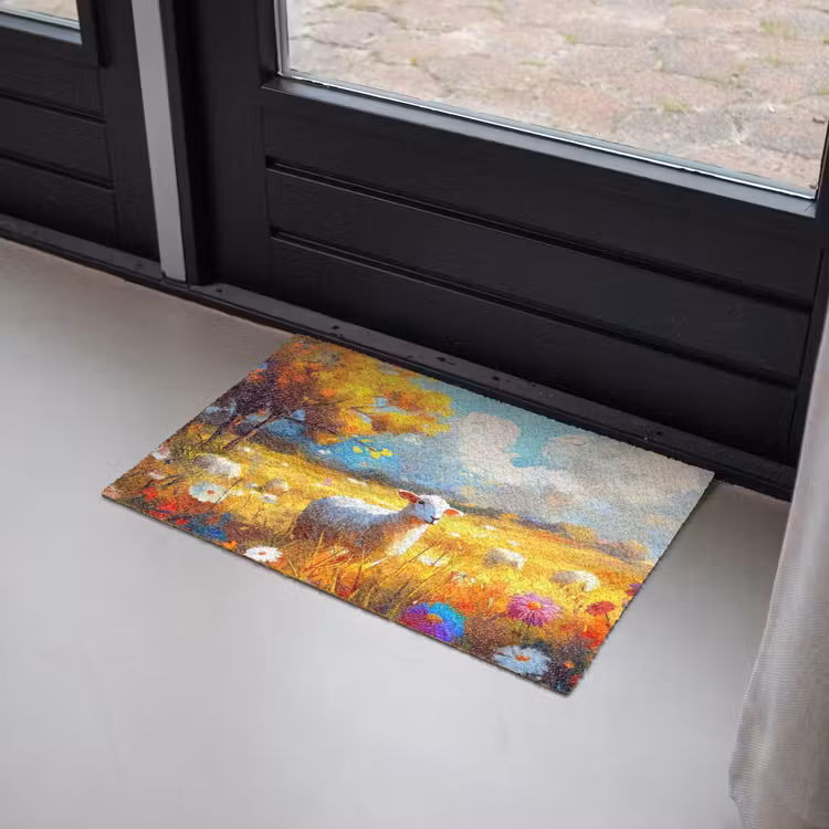 Deurmat - Schaap - Weide - Bloemen — 2