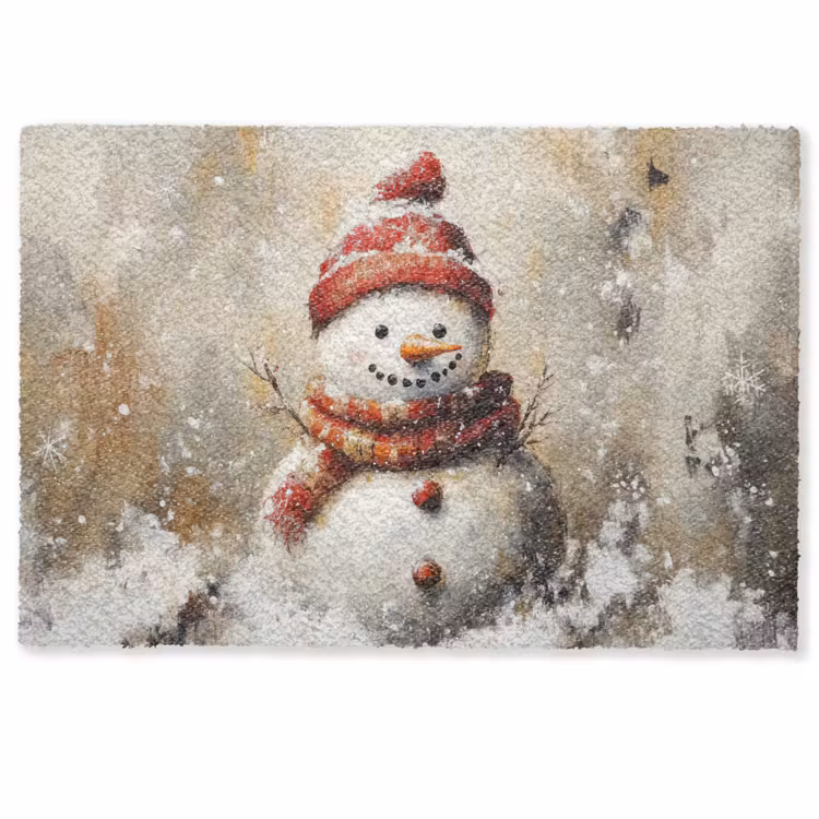 Deurmat - Sneeuwpop - Winter - Sneeuw - Beige — 1