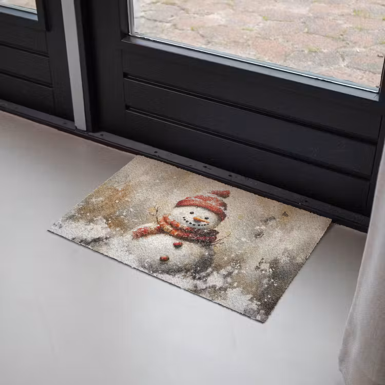 Deurmat - Sneeuwpop - Winter - Sneeuw - Beige — 2
