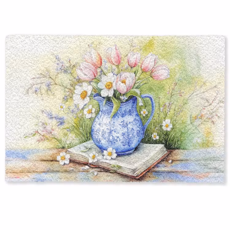 Deurmat - Vaas - Delftsblauw - Madeliefjes — 1