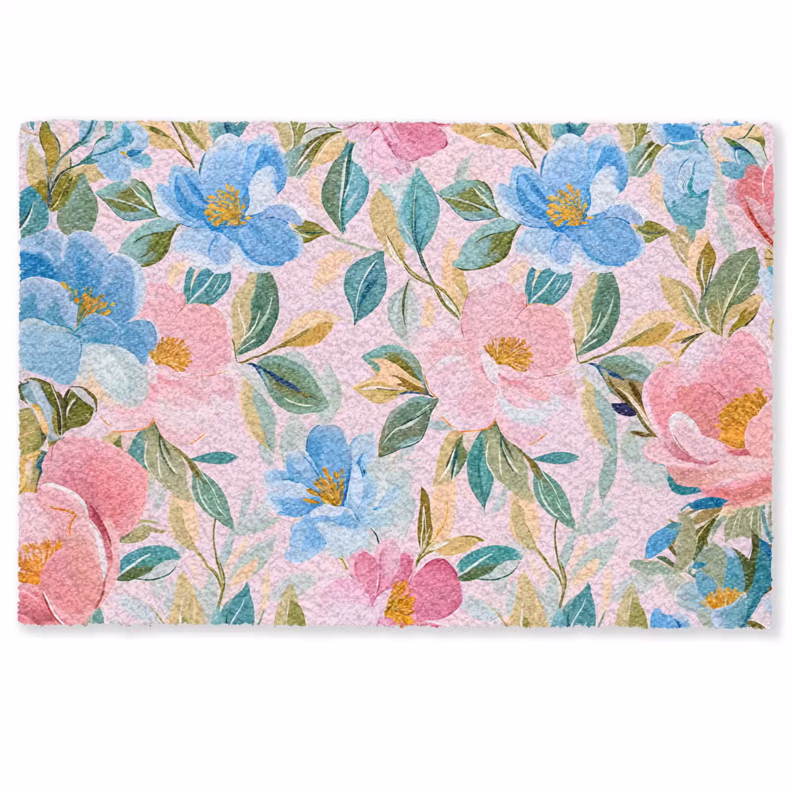 Deurmat - Blauw - Roze - Bloemen — 1