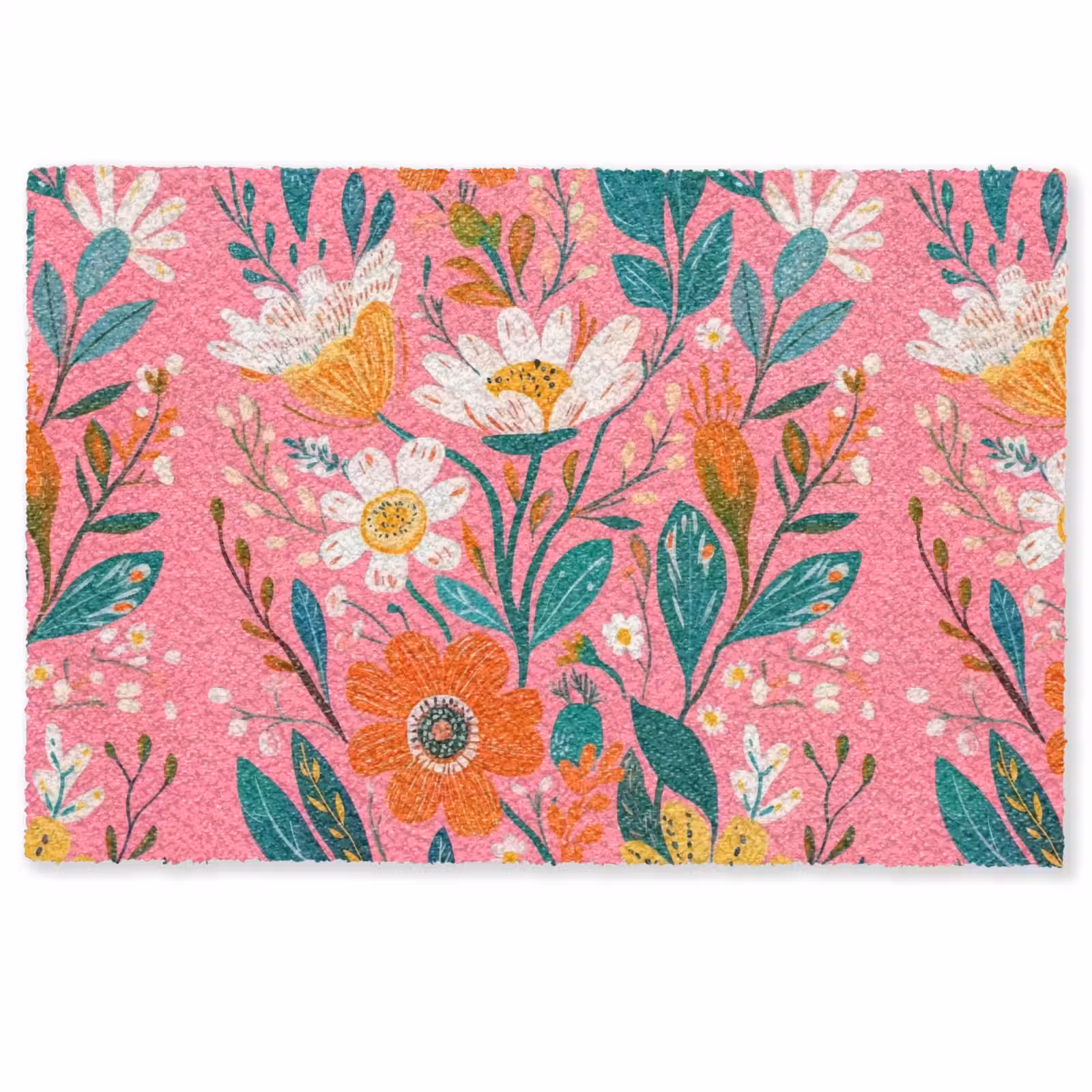 Deurmat - Roze - Bloemen - Wit - Oranje — 1
