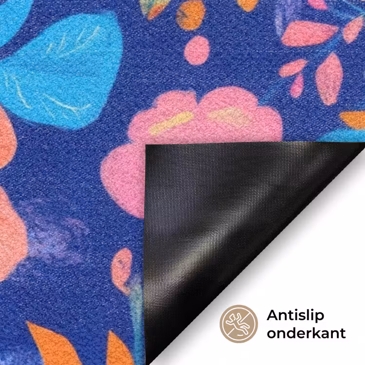 Deurmat - Bloemen - Blauw - Roze — 6