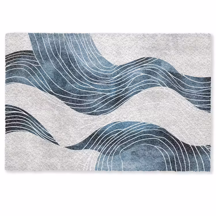 Deurmat - Lijnen - Golven - Abstract - Blauw — 1