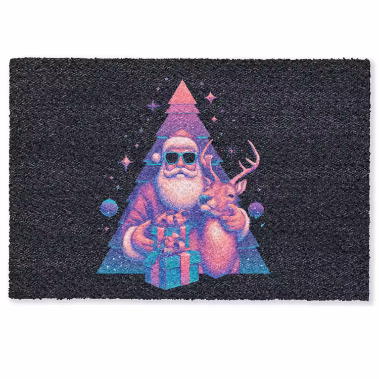 Deurmat - Retro - Kerstman - Rendieren - Kerstboom — 1