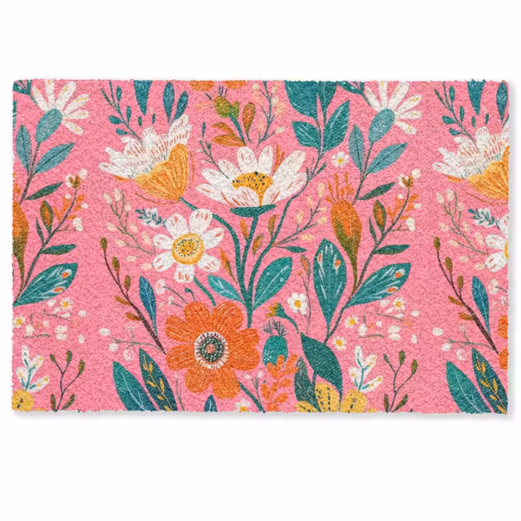 Deurmat - Roze - Bloemen - Wit - Oranje — 1
