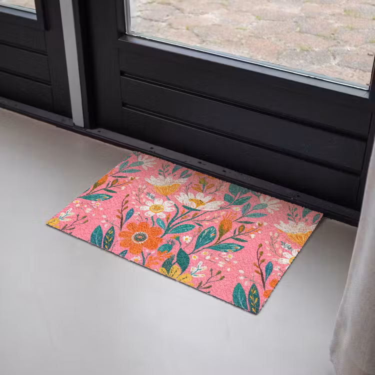 Deurmat - Roze - Bloemen - Wit - Oranje — 2