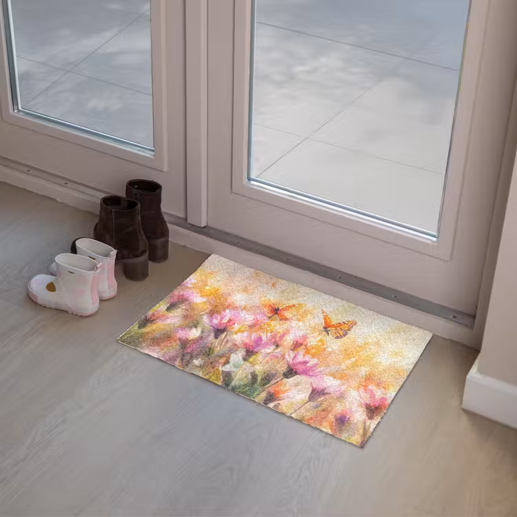 Deurmat - Vlinders - Oranje - Bloemen — 8