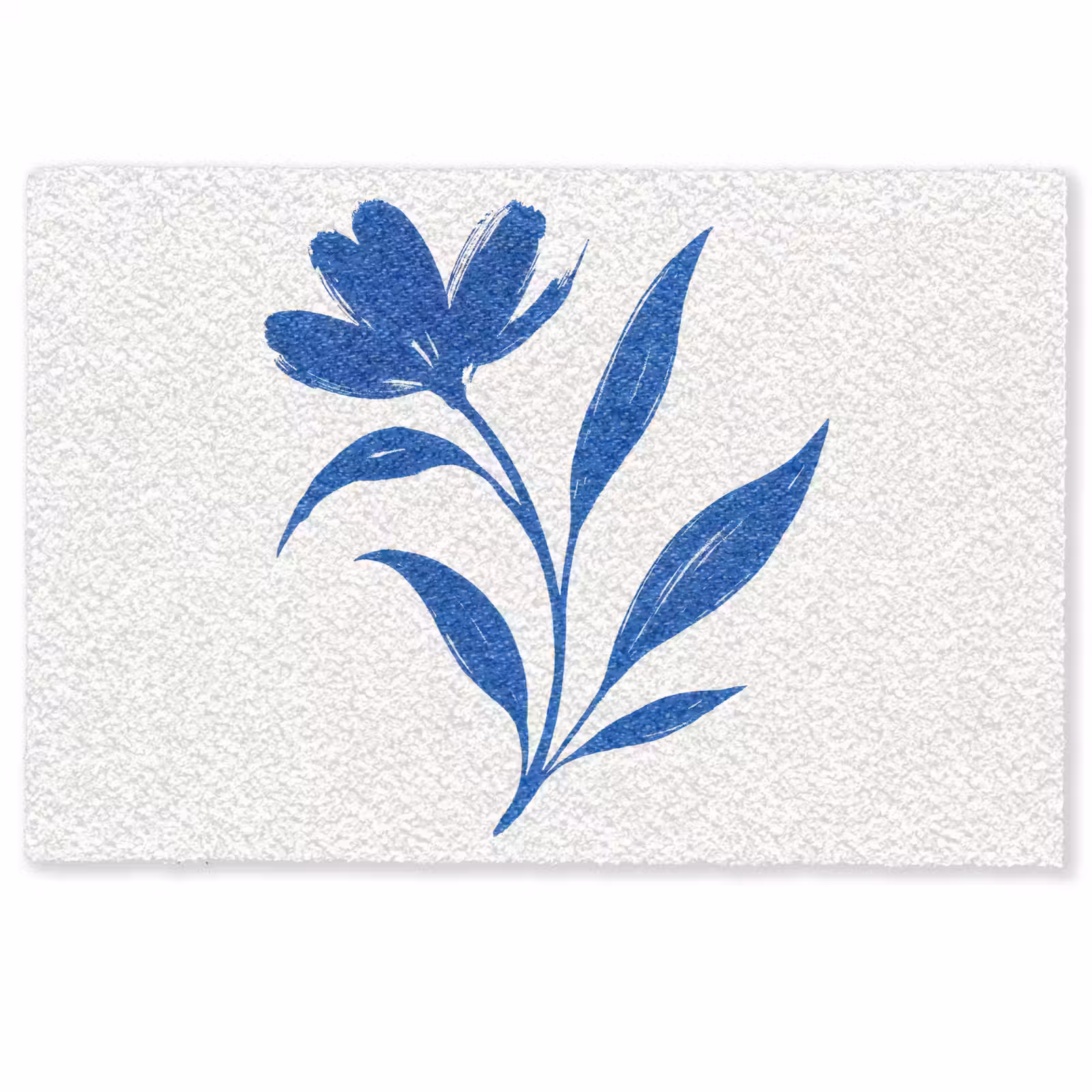 Deurmat - Bloem - Blaadjes - Minimalistisch - Blauw — 1