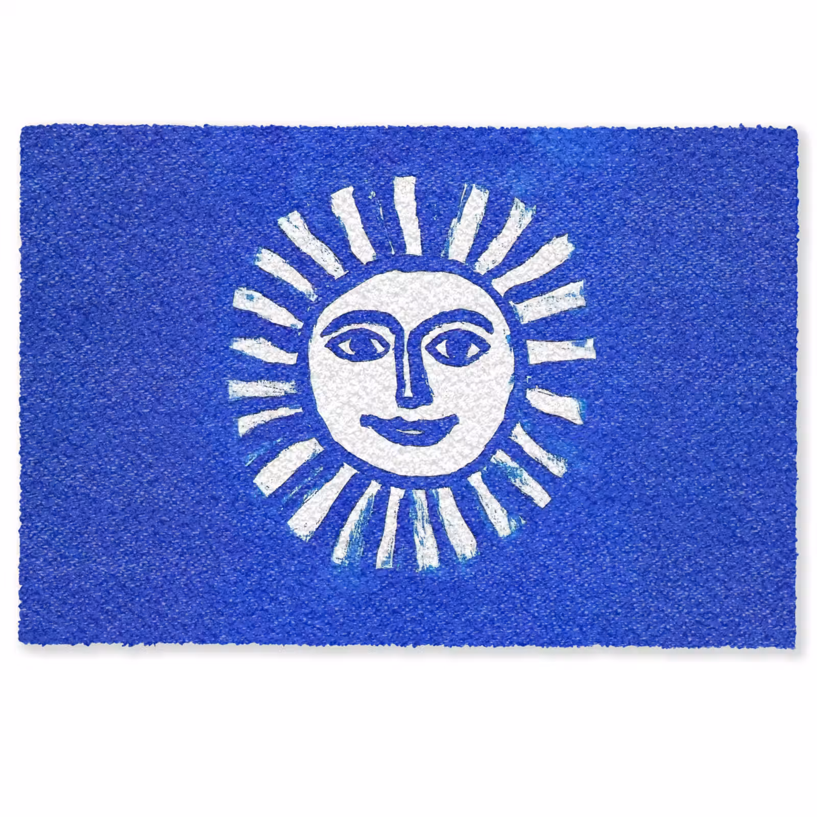 Deurmat - Zon - Gezicht - Penseelstructuur - Blauw — 1