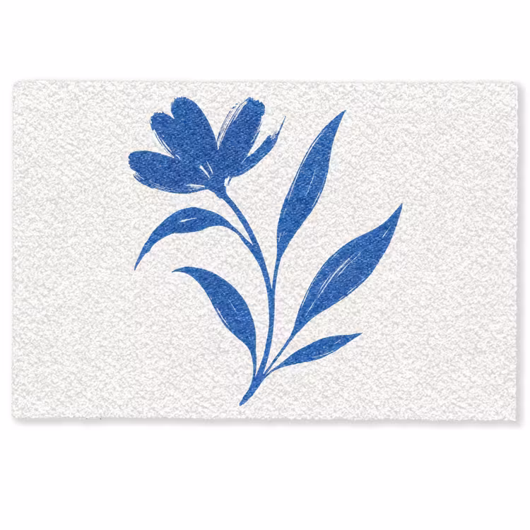 Deurmat - Bloem - Blaadjes - Minimalistisch - Blauw — 1