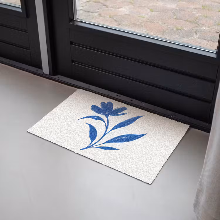 Deurmat - Bloem - Blaadjes - Minimalistisch - Blauw — 2