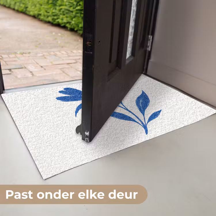 Deurmat - Bloem - Blaadjes - Minimalistisch - Blauw — 7