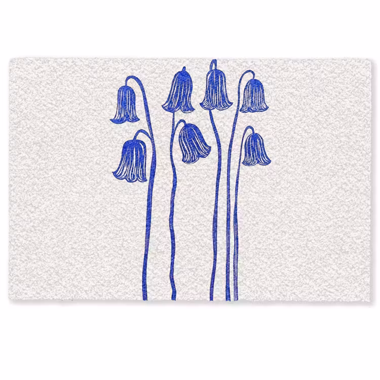 Deurmat - Bloemen - Blauw - Lijnen - Bloemblaadjes — 1