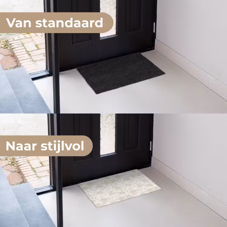 Deurmat - Bloemenpatroon - Silhouet - Wit — 3