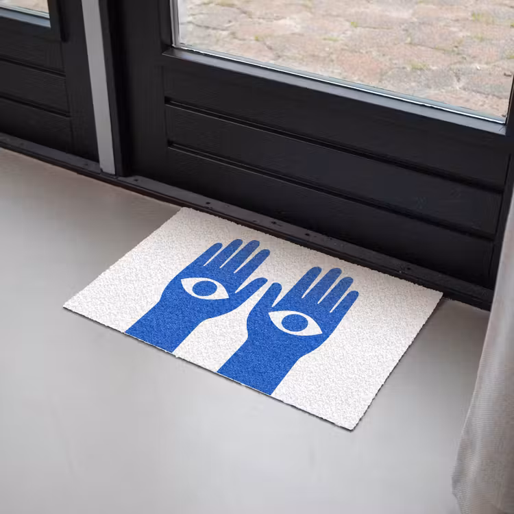 Deurmat - Handen - Twee - Ogen - Blauw — 2