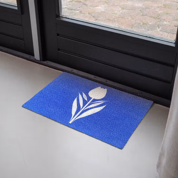 Deurmat - Tulp - Minimalistisch - Bladeren - Wit — 2
