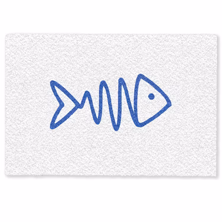 Deurmat - Vis - Minimalistisch - Blauw - Lijn — 1