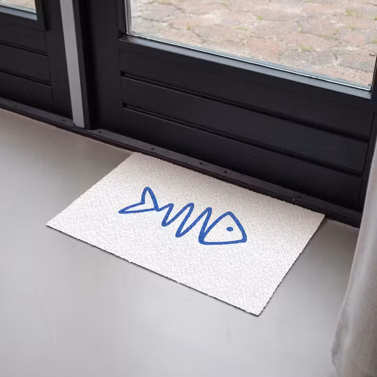 Deurmat - Vis - Minimalistisch - Blauw - Lijn — 2
