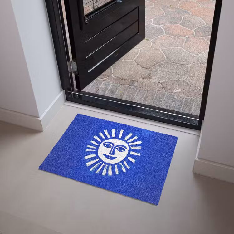 Deurmat - Zon - Gezicht - Penseelstructuur - Blauw — 4
