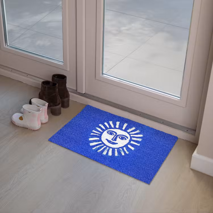 Deurmat - Zon - Gezicht - Penseelstructuur - Blauw — 8