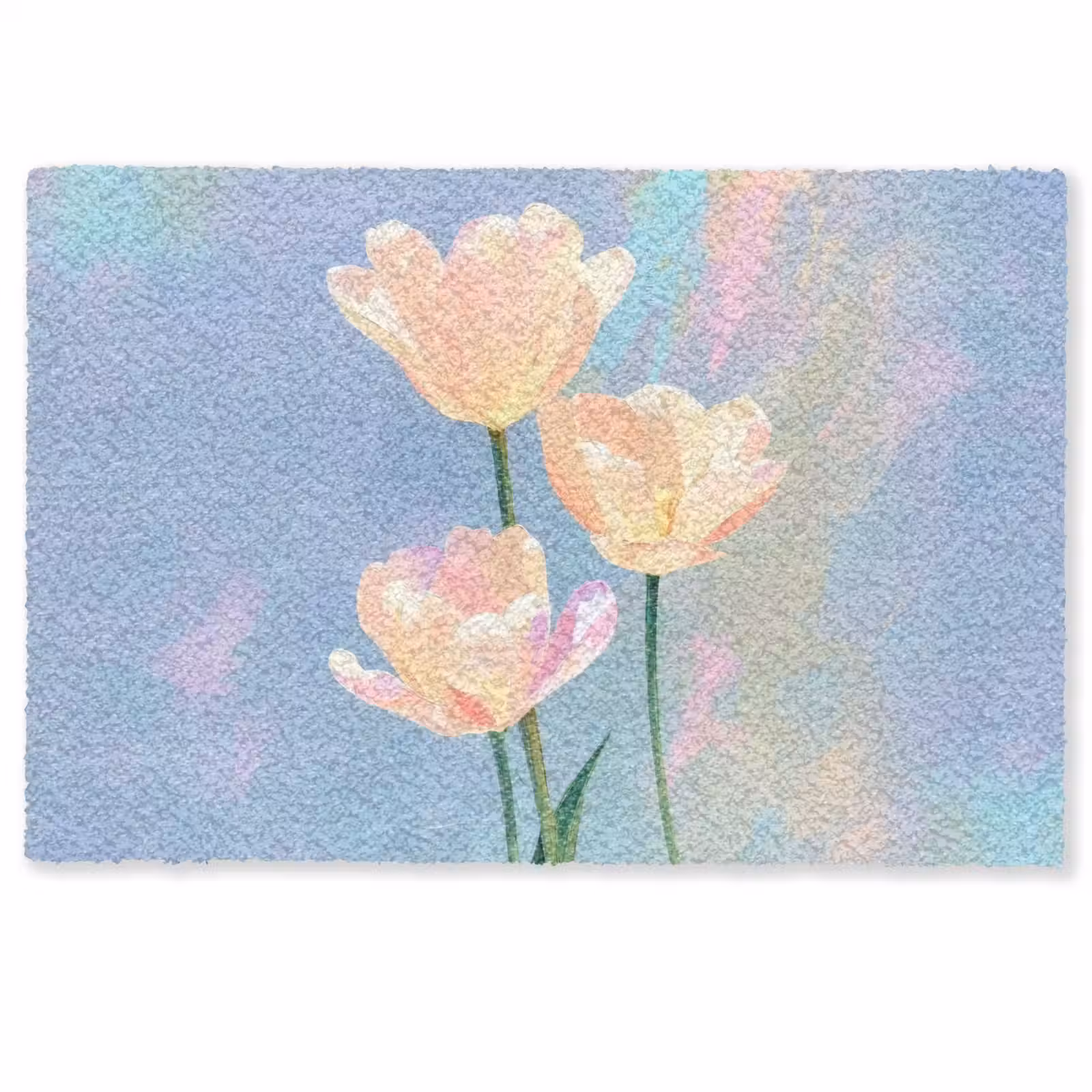 Deurmat - Tulpen - Roze accenten - Blauw — 1