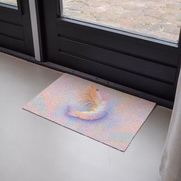 Deurmat - Garnaal - Subtiele structuur - Blauw - Roze — 2