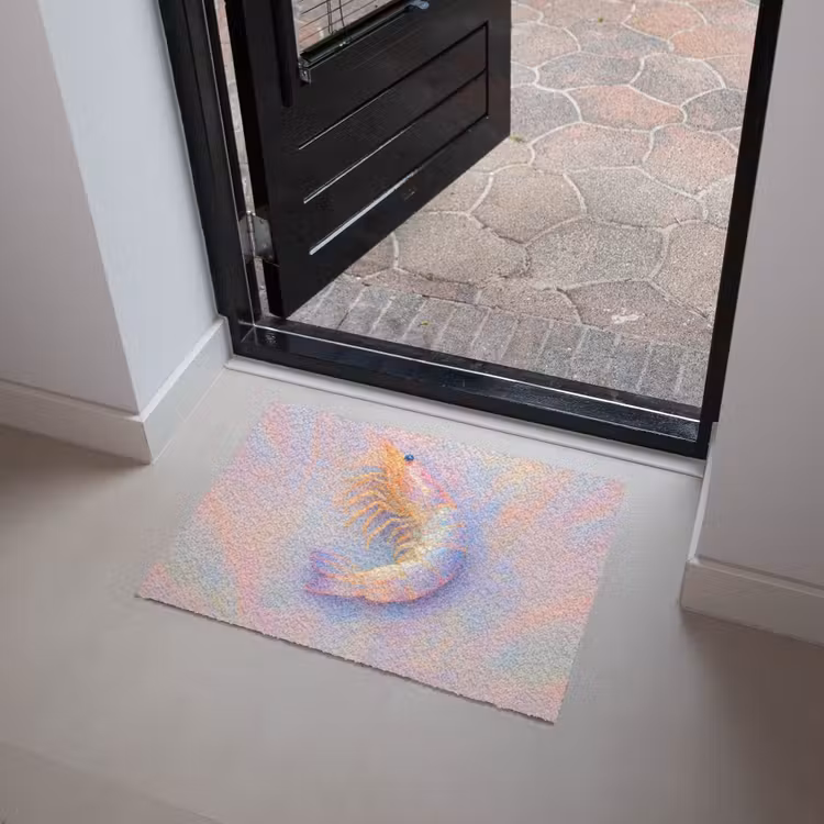 Deurmat - Garnaal - Subtiele structuur - Blauw - Roze — 4