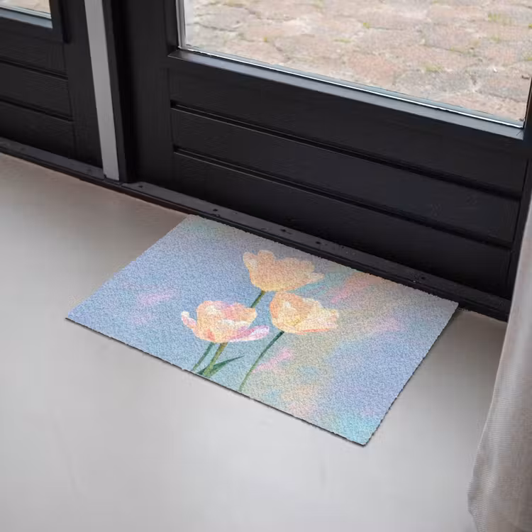 Deurmat - Tulpen - Roze accenten - Blauw — 2
