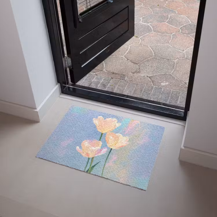 Deurmat - Tulpen - Roze accenten - Blauw — 4