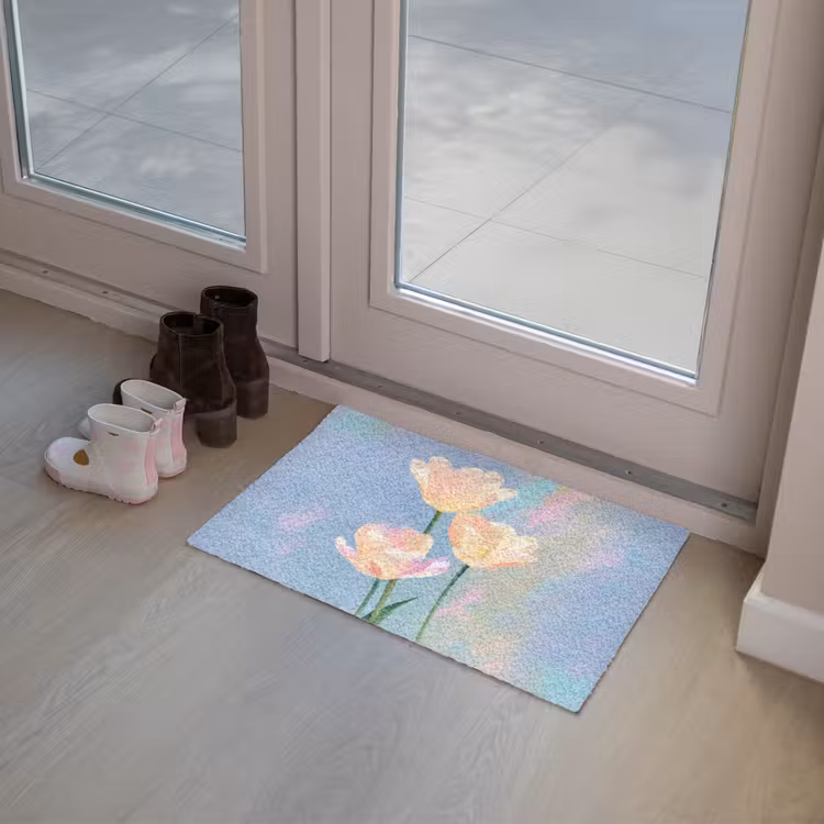 Deurmat - Tulpen - Roze accenten - Blauw — 8