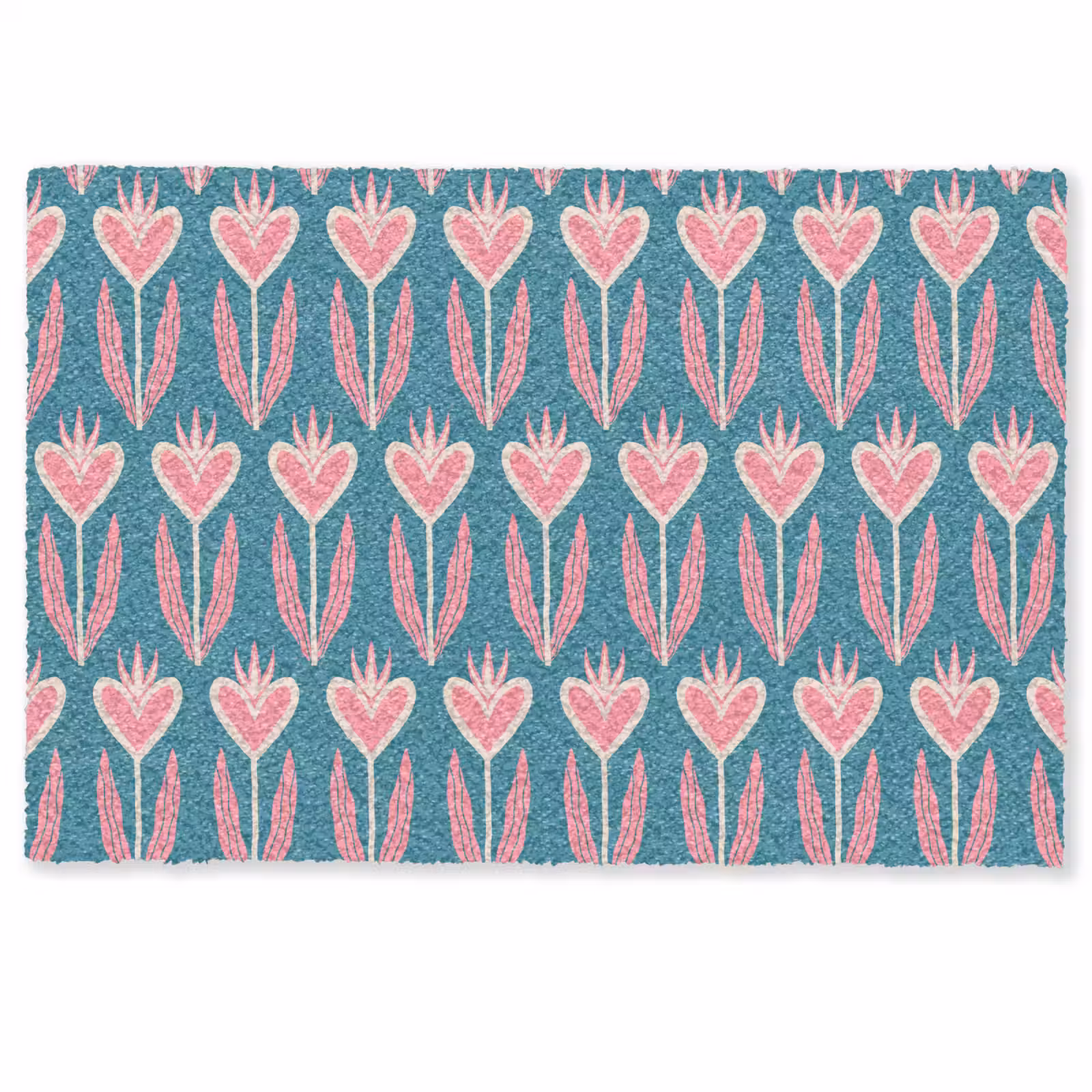 Deurmat - Blauw - Retro - Patroon - Hartjes — 1