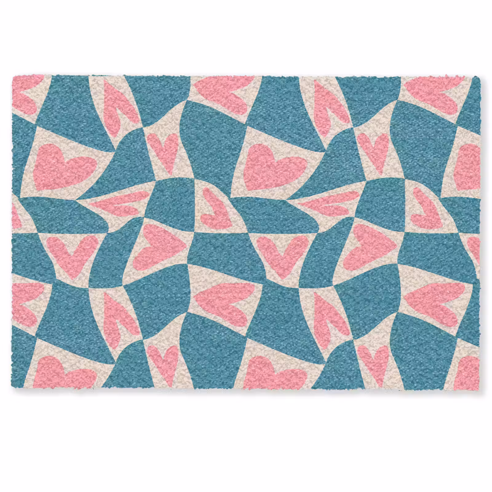 Deurmat - Blauw - Vlakken - Patroon - Hartjes — 1