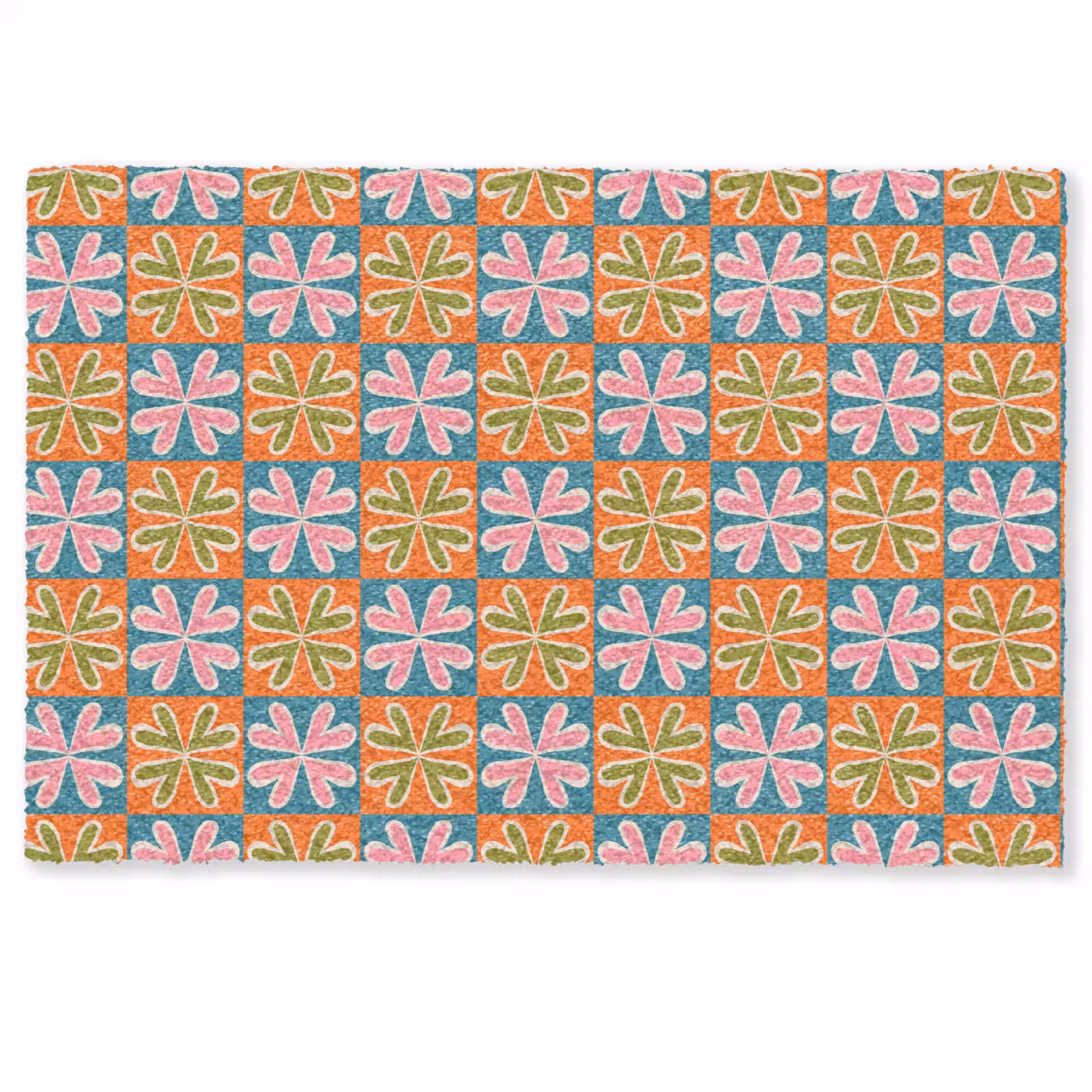 Deurmat - Bloemen - Retro - Patroon - Kleurrijk — 1
