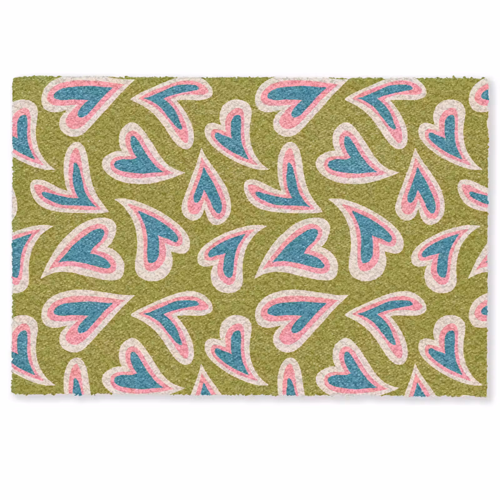 Deurmat - Groen - Retro - Hartjes - Patroon — 1