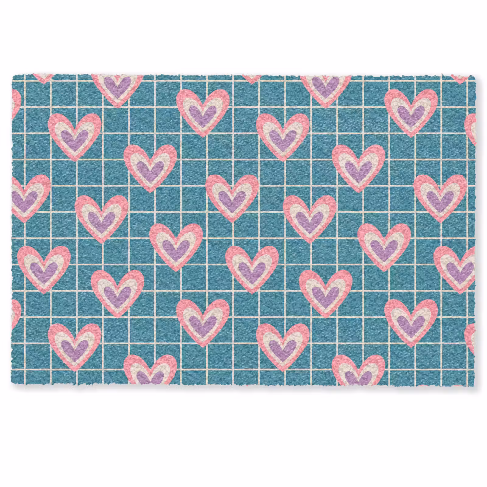 Deurmat - Hartjes - Raster - Patroon - Blauw — 1