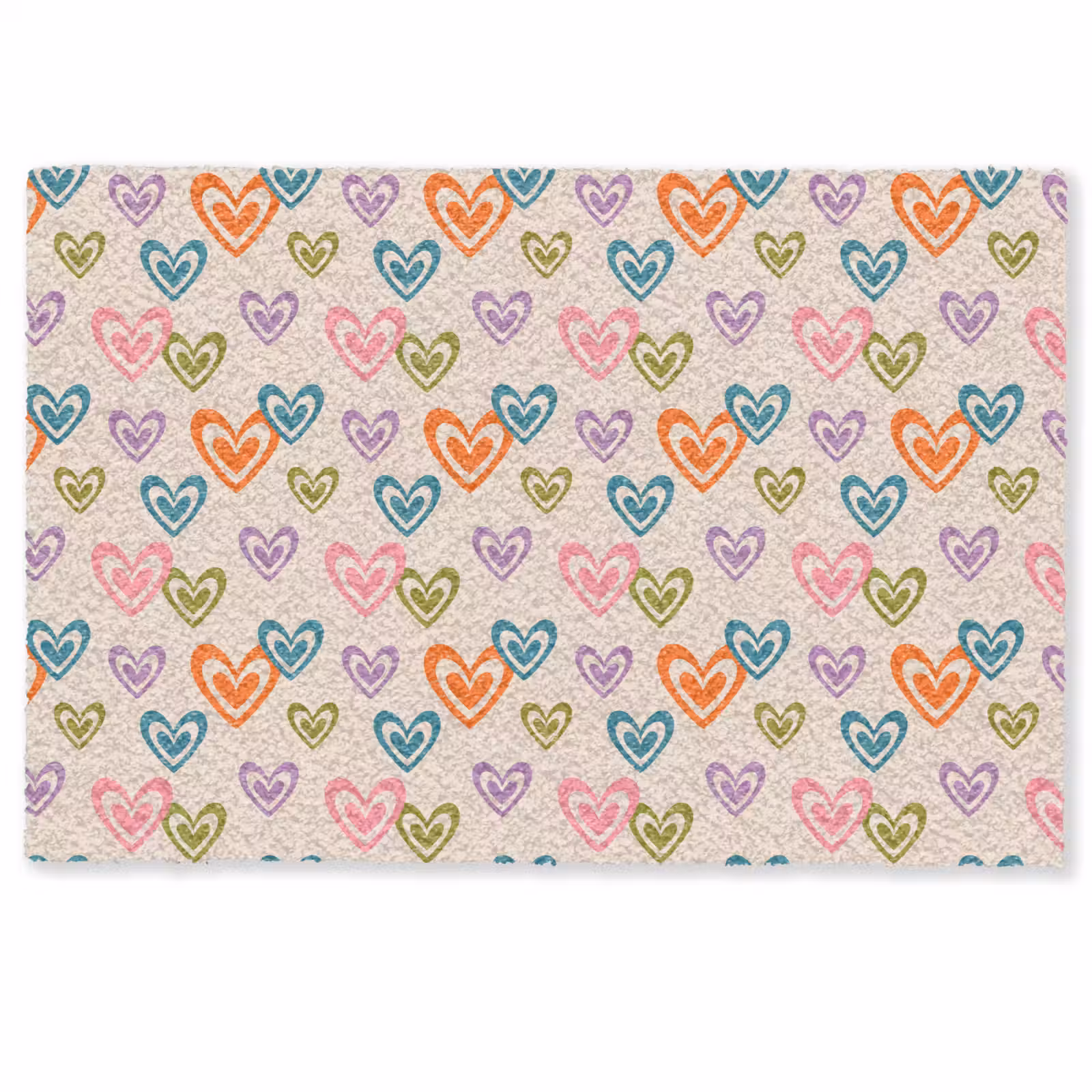 Deurmat - Kleurrijk - Hartjes - Patroon - Beige — 1
