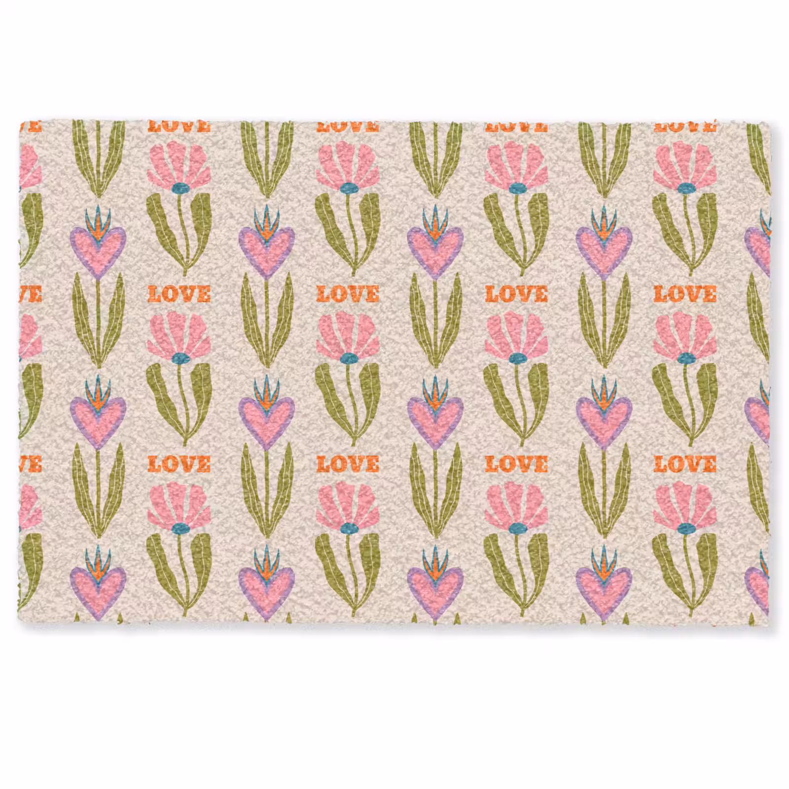 Deurmat - Love - Patroon - Bloemen - Hartjes — 1
