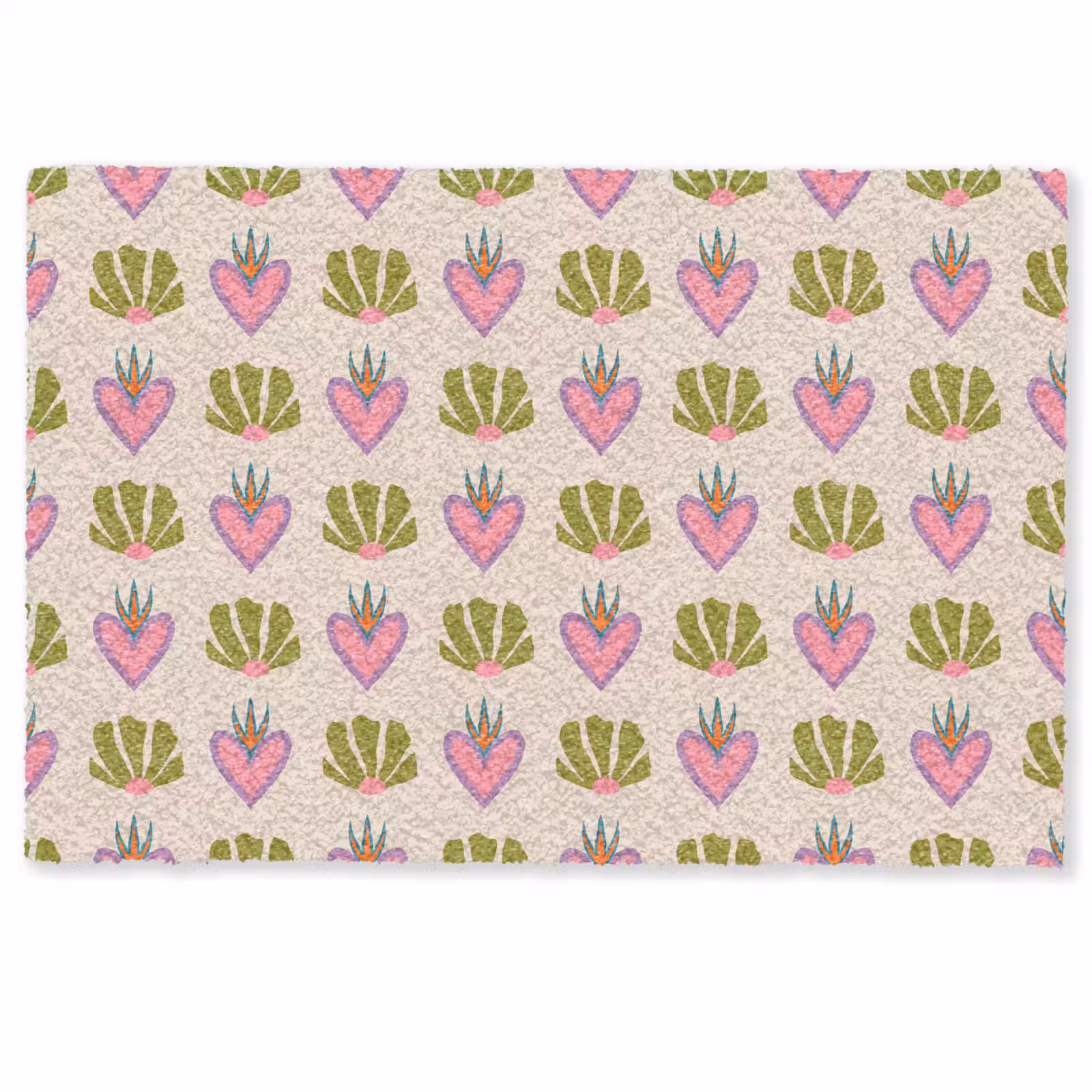 Deurmat - Patroon - Beige - Hartjes - Bloemen — 1