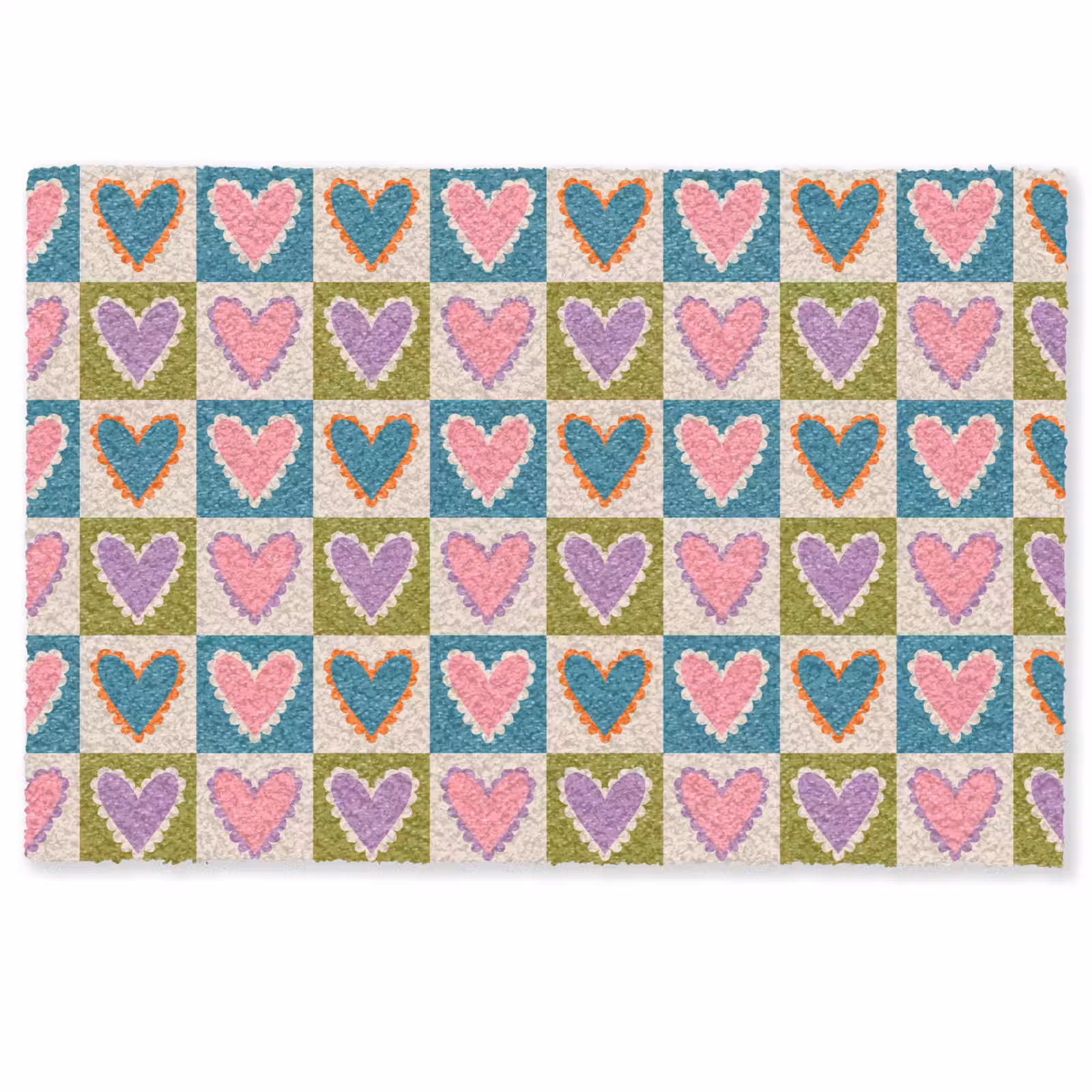 Deurmat - Retro - Kleuren - Patroon - Hartjes — 1