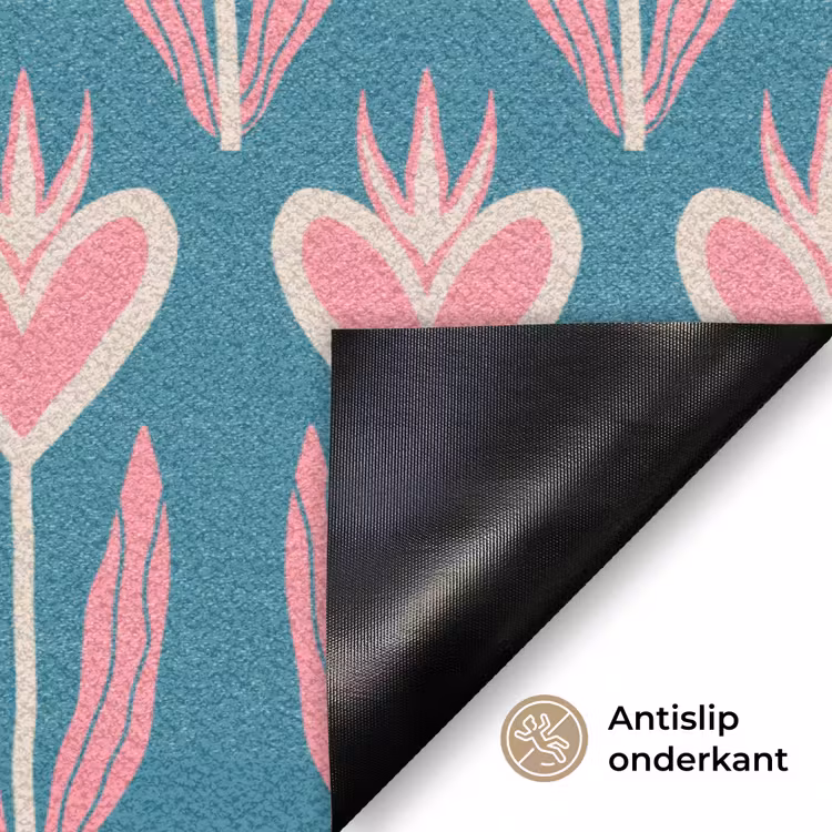 Deurmat - Blauw - Retro - Patroon - Hartjes — 6