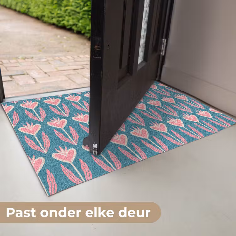 Deurmat - Blauw - Retro - Patroon - Hartjes — 7