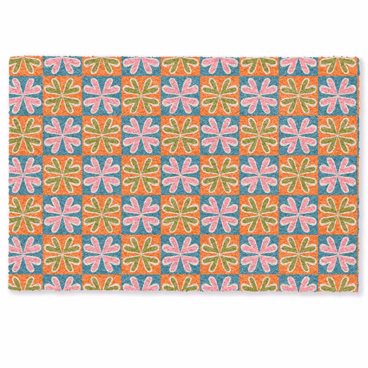 Deurmat - Bloemen - Retro - Patroon - Kleurrijk — 1