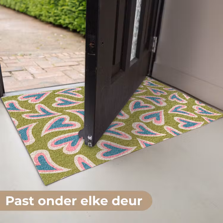 Deurmat - Groen - Retro - Hartjes - Patroon — 7