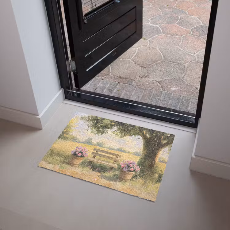 Deurmat - Houten bankje - Bloempotten - Landschap — 4