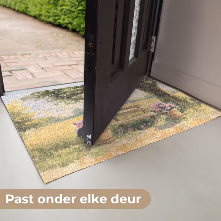 Deurmat - Houten bankje - Bloempotten - Landschap — 7