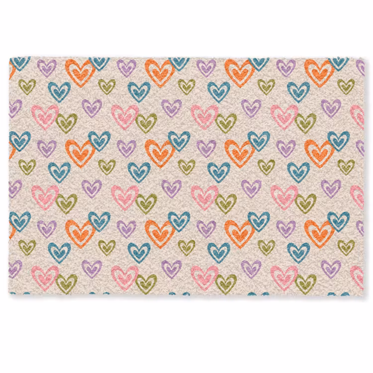 Deurmat - Kleurrijk - Hartjes - Patroon - Beige — 1