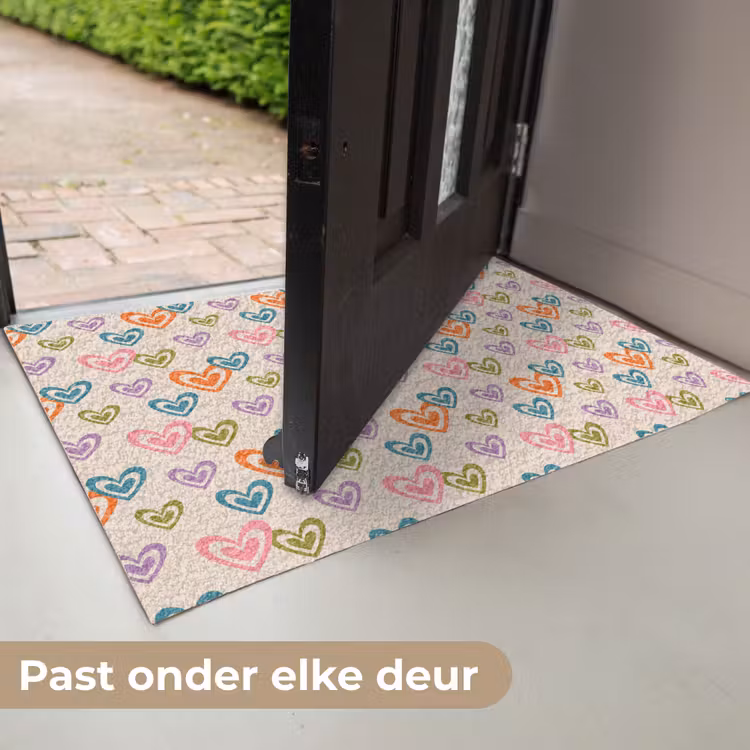 Deurmat - Kleurrijk - Hartjes - Patroon - Beige — 7